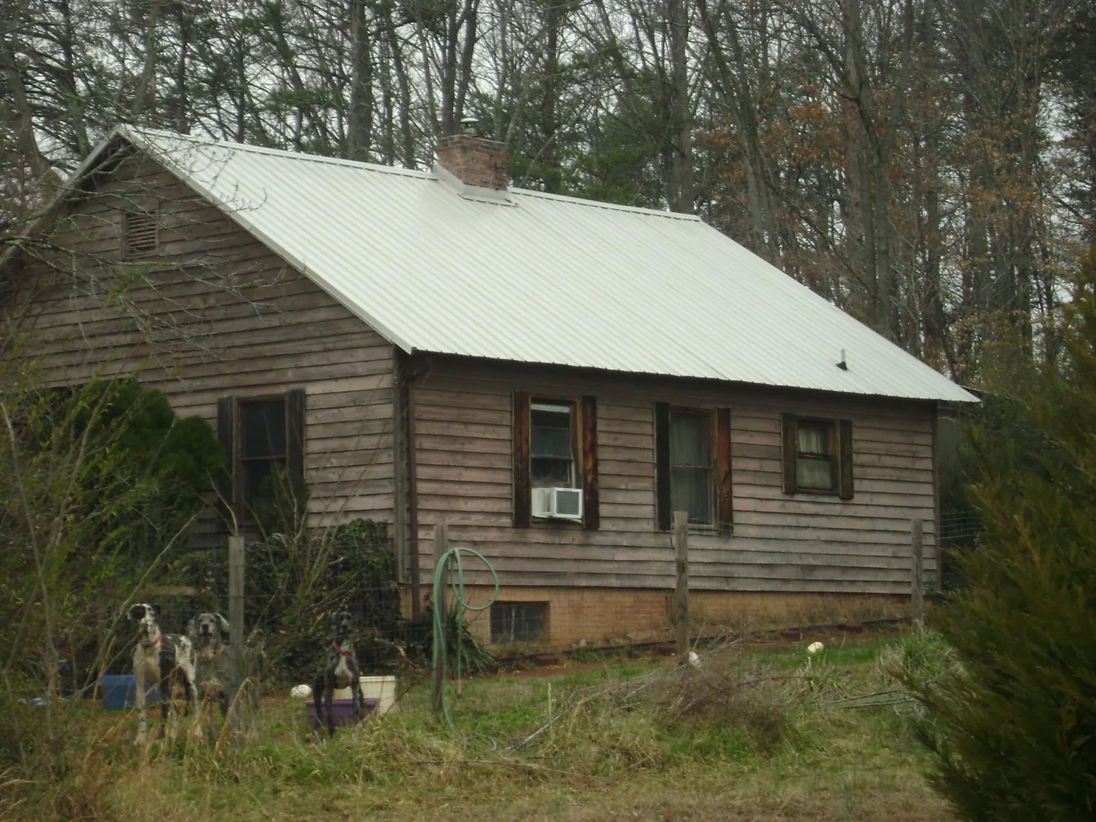 White metal roof on an old wood sided farmhouse, from a Asphalt Shingle Roof Repair job in Merrimac